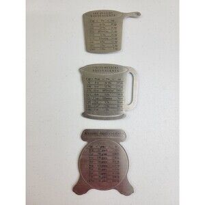 Stainless Metal Refrigerator Tables Of Measurement Magnets Lot (3)
